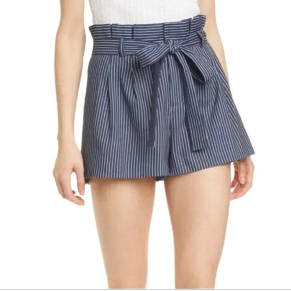 Alice+ Olivia Laurine Paper Bag High Waist Navy Stripe Shorts 6